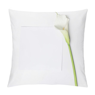 Personality  White Calla Flower With Blank Paper Isolated On White Pillow Covers