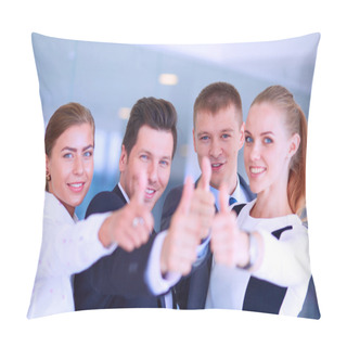 Personality  Happy Business Team Showing Thumbs Up In Office Pillow Covers