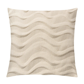 Personality  Top View Of Textured Background With Sand And Smooth Waves  Pillow Covers