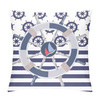 Personality  Ship Steering Wheal Background Pillow Covers