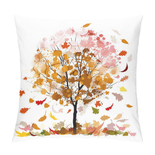 Personality  Autumn With Falling Leaves. Orange Autumn Tree. Vector Illustration Pillow Covers