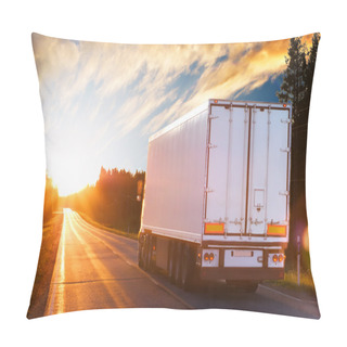 Personality  Truck On The Asphalt Road In The Evening Pillow Covers