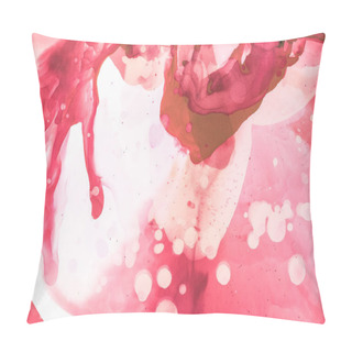 Personality  Red And Brown Splashes And Dots Of Alcohol Inks As Abstract Background Pillow Covers