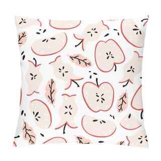 Personality  Apple Seamless Pattern. Vector Illustration Of Fruit Sliced In Half, Slices And Apple Core In Simple Childish Cartoon Hand-drawn Style. Pastel Palette Perfect For Baby Clothes. Pillow Covers