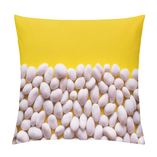 Personality  Flay Lay With Tasty Pine Nuts On Yellow Background Pillow Covers