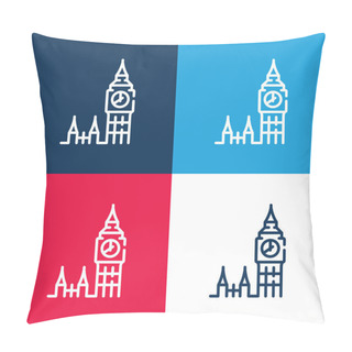 Personality  Big Ben Blue And Red Four Color Minimal Icon Set Pillow Covers
