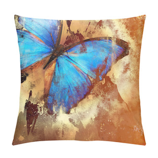 Personality  Background In Grunge Style With Butterfly Pillow Covers