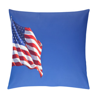 Personality  American Flag Fluttering In Blue Sky Pillow Covers