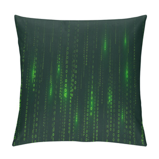 Personality  Matrix Style Binary Code Digital Background With Falling Numbers Pillow Covers
