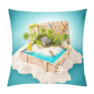 Personality  Fantastic Tropical Island With Bungalow Pillow Covers