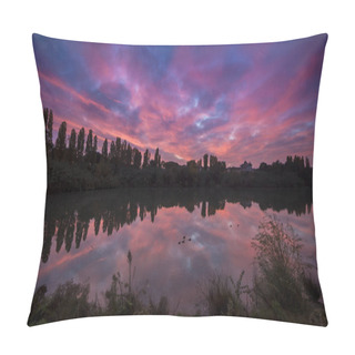 Personality  Amazing Landscape , Trees Growing Near Lake, Sunset View Pillow Covers