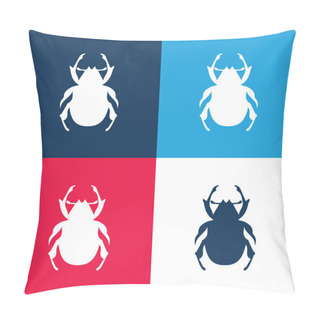Personality  Beetle Shape Blue And Red Four Color Minimal Icon Set Pillow Covers