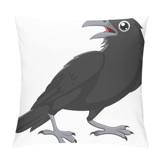 Personality  Vector Illustration Of Cartoon Crow Isolated On White Background Pillow Covers