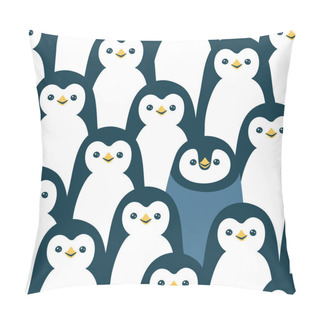 Personality  Vector Seamless Pattern With Cute Penguins Pillow Covers