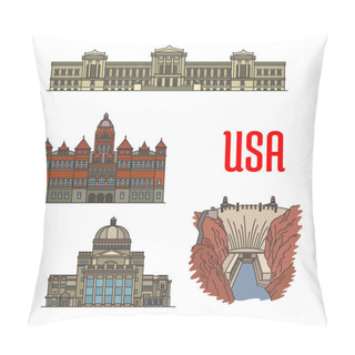 Personality  Famous Popular Tourist Attractions Of USA Pillow Covers