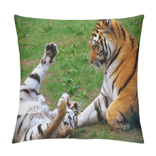 Personality  Tigers In Romantic To Pose , In Their Natural Ambience Pillow Covers