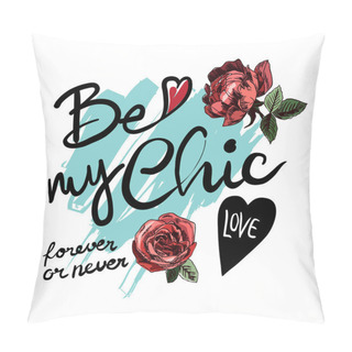 Personality  Girl Slogan With Flower Illustration Pillow Covers