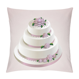 Personality  Vector Illustration Of A Wedding Cake With Flowers. Pillow Covers