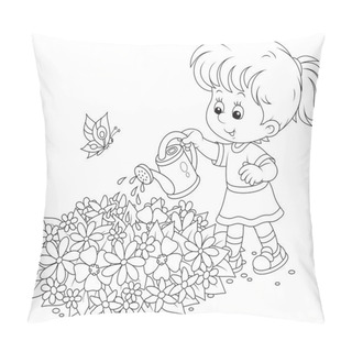 Personality  Girl Watering Flowers Pillow Covers