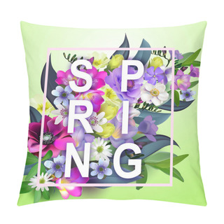 Personality Floral Spring Graphic Design - With Colorful Flowers - For T-shi Pillow Covers