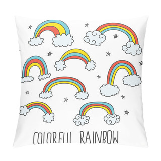 Personality  Cute Rainbows Doodle Seamless Background Pillow Covers