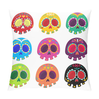 Personality  Colorful Patterned Skull Set, Mexican Day Of The Dead Pillow Covers