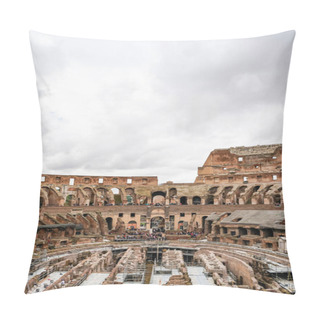 Personality  ROME, ITALY - APRIL 10, 2020: Historical Colosseum Against Sky With Clouds In Rome  Pillow Covers