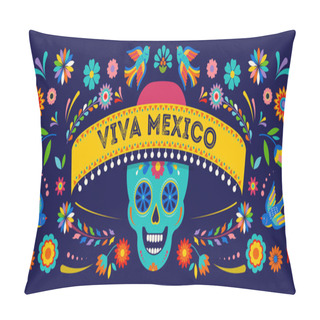 Personality  Day Of The Dead, Dia De Los Muertos Background, Banner And Greeting Card Concept With Sugar Skull. Pillow Covers