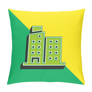Personality  Apartment Green And Yellow Modern 3d Vector Icon Logo Pillow Covers