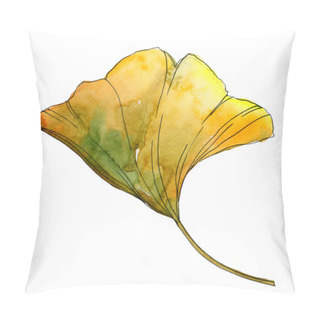Personality  Yellow And Green Ginkgo Biloba Isolated Leaf. Watercolor Background Illustration. Pillow Covers
