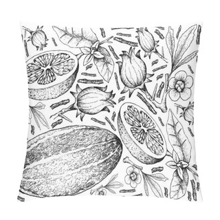 Personality  Hand Drawn Of Fresh Fruits On White Background Pillow Covers