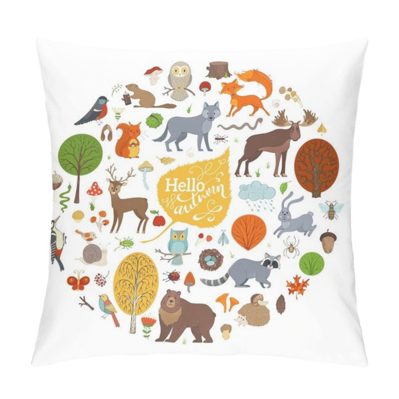 Personality  set of wild animals and autumn woodland pillow covers