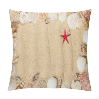 Personality  Sea Shells Frame On Sand Pattern Pillow Covers
