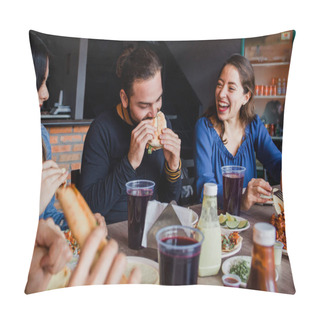 Personality  Mexican People Eating Tacos Al Pastor In A Taqueria In Mexico City Pillow Covers