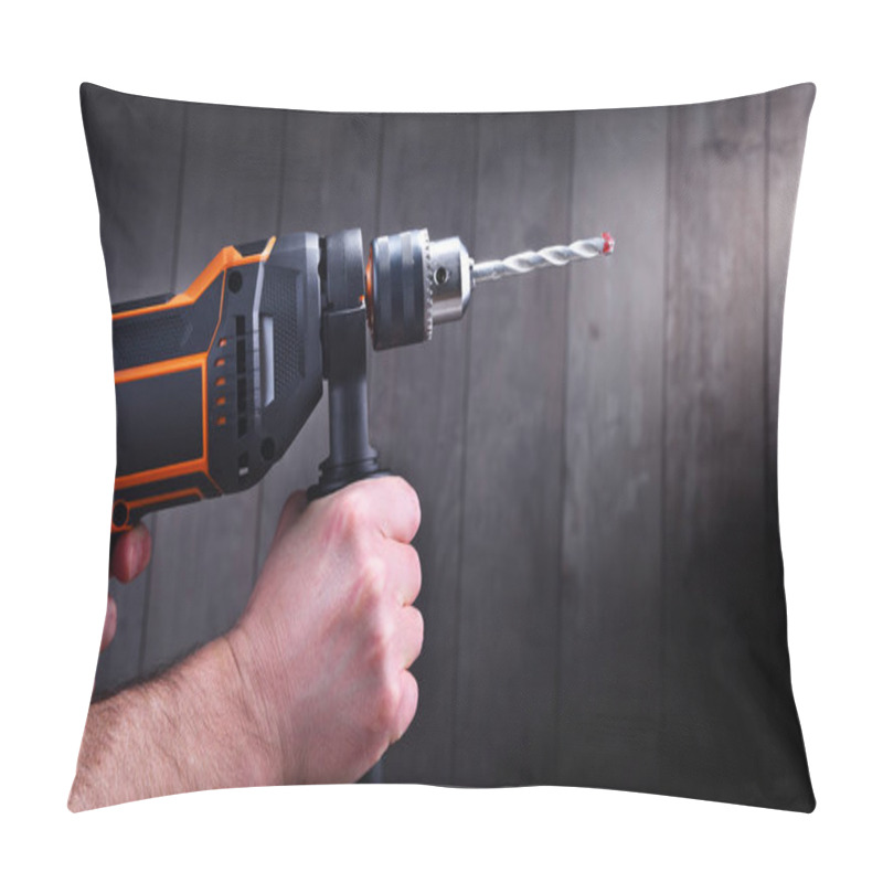 Personality  Male hands holding power drill pillow covers