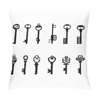Personality  Vector Keys Silhouette. Antique Keys 2 Pillow Covers