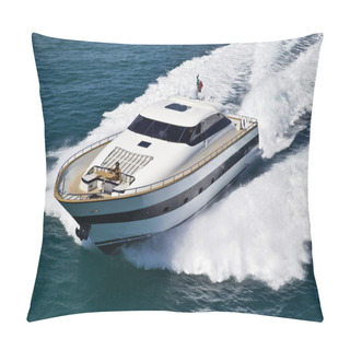 Personality  Italy, Tyrrhenian Sea, Tecnomar 26 Luxury Yacht, Aerial View Pillow Covers
