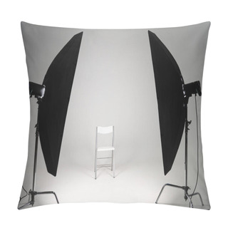 Personality  White Chair With Studio Light On Grey Background Pillow Covers