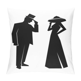 Personality  Silhouette Of The Lady And Gentleman Pillow Covers