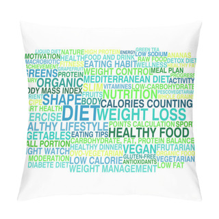 Personality  Diet And Weight Loss. Word Cloud Pillow Covers