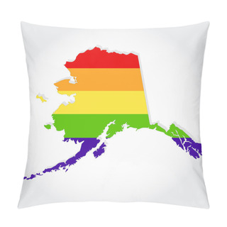 Personality  Rainbow Flag In Contour Of Alaska Pillow Covers