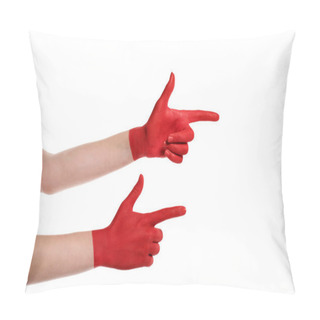Personality  Pointing Hands In Red Paint  Pillow Covers