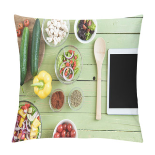 Personality  Fresh Raw Vegetables And Digital Tablet  Pillow Covers