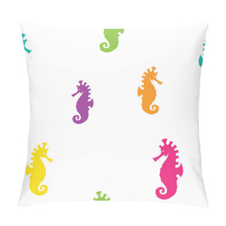 Personality Sea Horse Vector Art Background Design For Fabric And Decor. Sea Pillow Covers