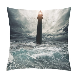 Personality  Stormy Sky Over Lightouse Pillow Covers