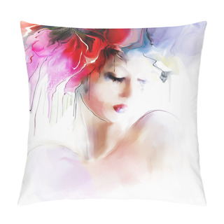 Personality  Beautiful Fashion Woman  Illustration. Pillow Covers
