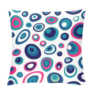 Personality  Modern Minimalist Repeat Background With Peacock Feather Colors. Tuequoise And Pink Abstract Seamless Pattern With Turkish Eyes For Clothing. Textile And Fashion Texture With Polka Dots. Pillow Covers