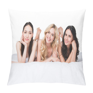 Personality  Young Beautiful Women Lying On Bed Pillow Covers