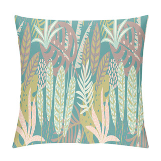 Personality  Abstract Seamless Pattern With Tropical Leaves. Vector Template. Pillow Covers