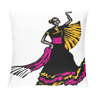 Personality  Woodcut Illustration Of Flamenco Dancer Pillow Covers